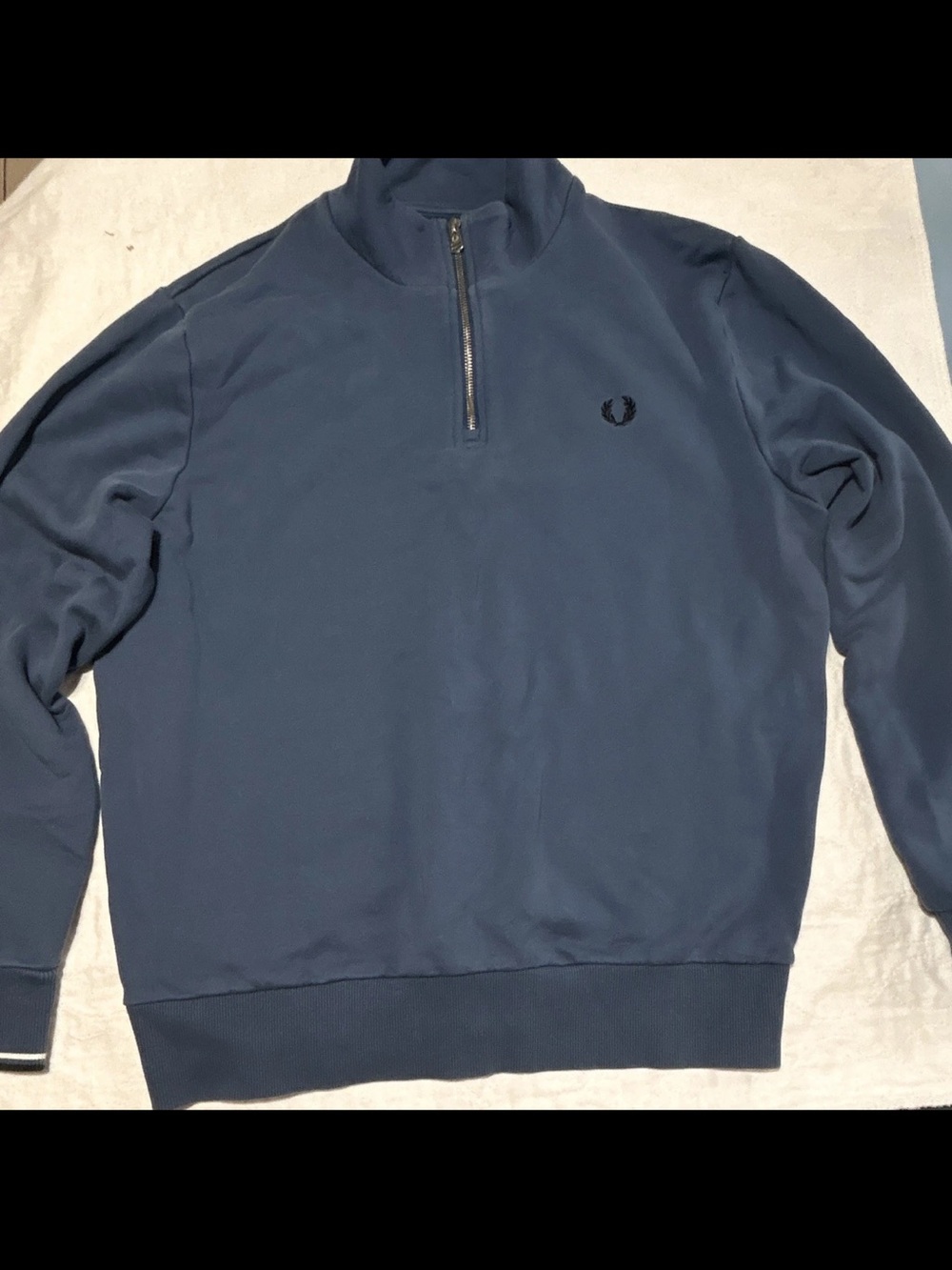 Fred Perry Men's Slate Blue Quarter-Zip Sweatshirt